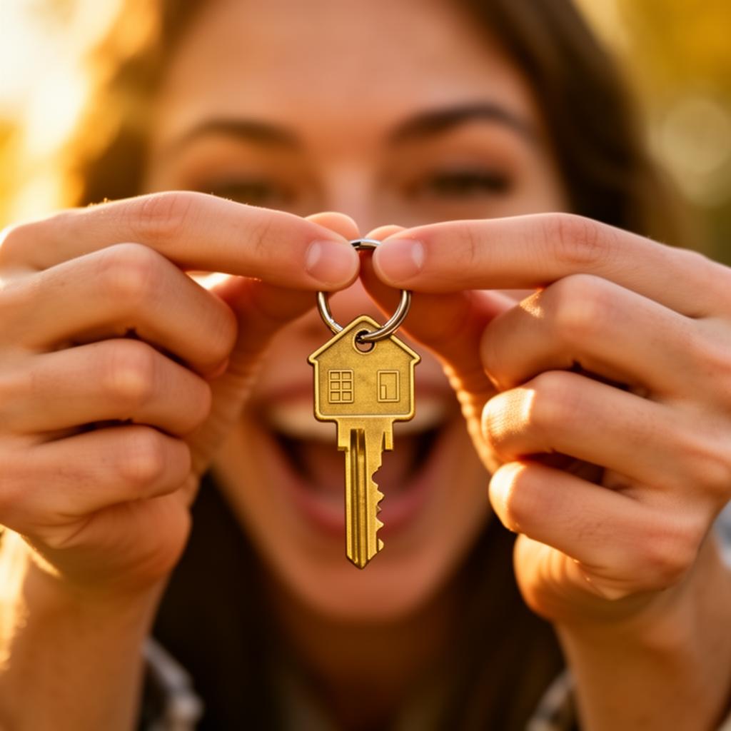 Hands holding new apartment keys